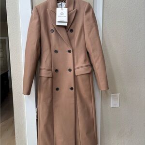 Aritzia Babaton Camel Double-Breasted Trench Coat figure coat xs